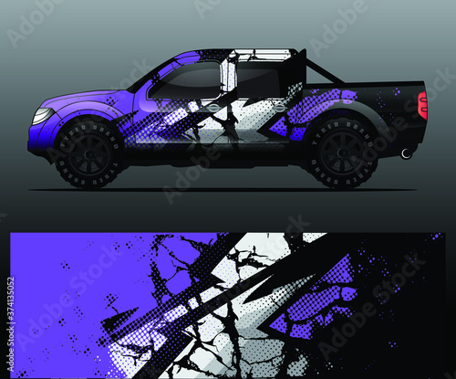 truck and vehicle Graphic vector. Racing background for vinyl wrap and decal