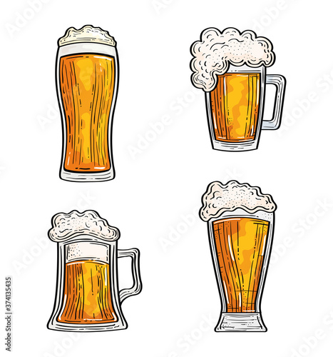 set of beers on white background vector illustration design