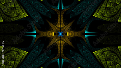 3d effect - abstract symmetric fractal pattern  © jhantares