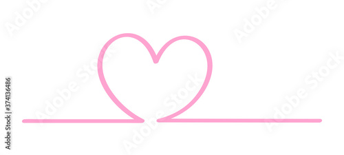 doodle heart shape in a line pink isolated on white, pink heart shape on line strip row, heart shape art line sketch brush for valentine, heart sign with hand drawn for element wedding icon love card