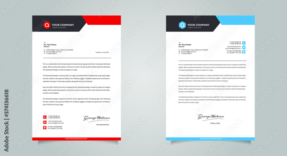 Business style letter head templates for your project design, Vector illustration Business style letter head templates for your project design, Vector illustration