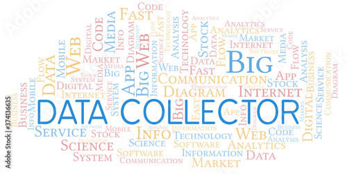 Data Collector vector word cloud, made with text only.