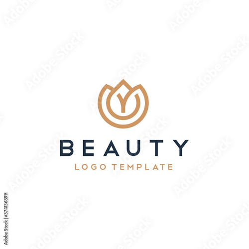 Beautiful Magnolia Tulip Rose Flower, Simple elegant luxury Floral  logo design for beauty spa cosmetic nature 