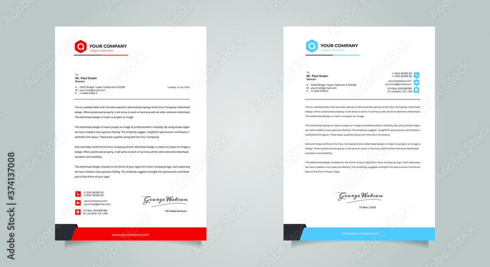 Business style letter head templates for your project design, Vector illustration