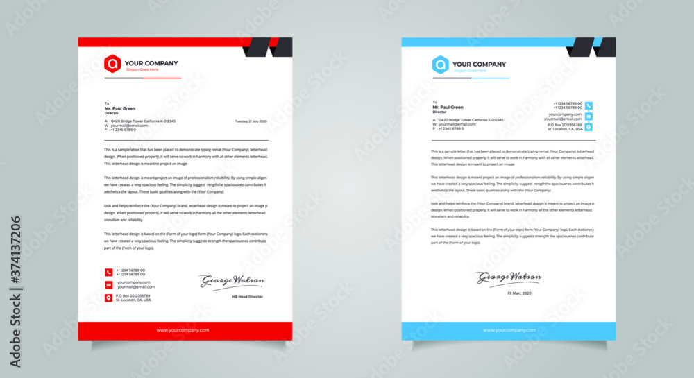 Business style letter head templates for your project design, Vector illustration