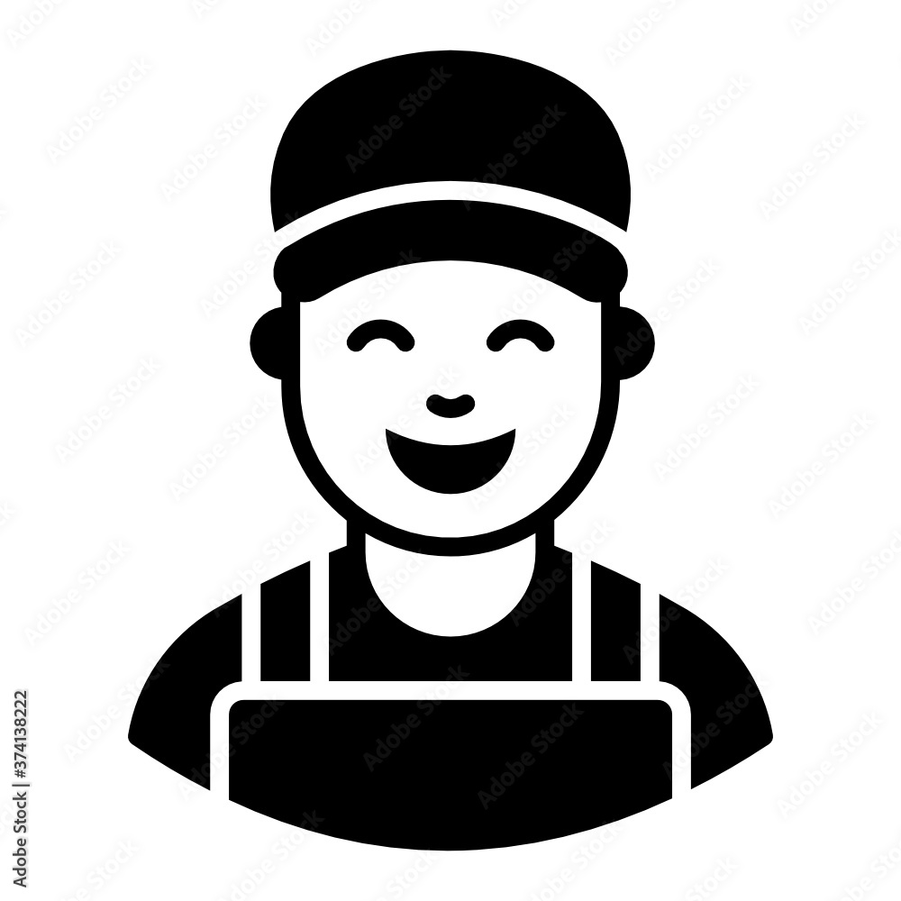 
Professional plumber avatar style, solid vector design 
