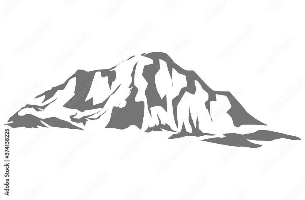 rocky mountain vector with hand drawn style, iceberg vector illustration.