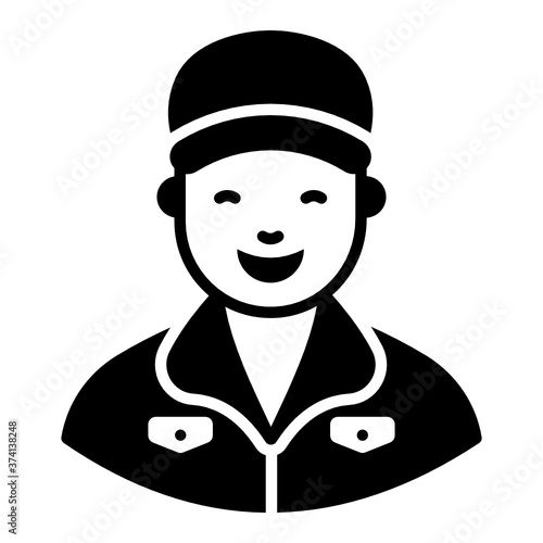 
Flat design of postman icon, mailman 
