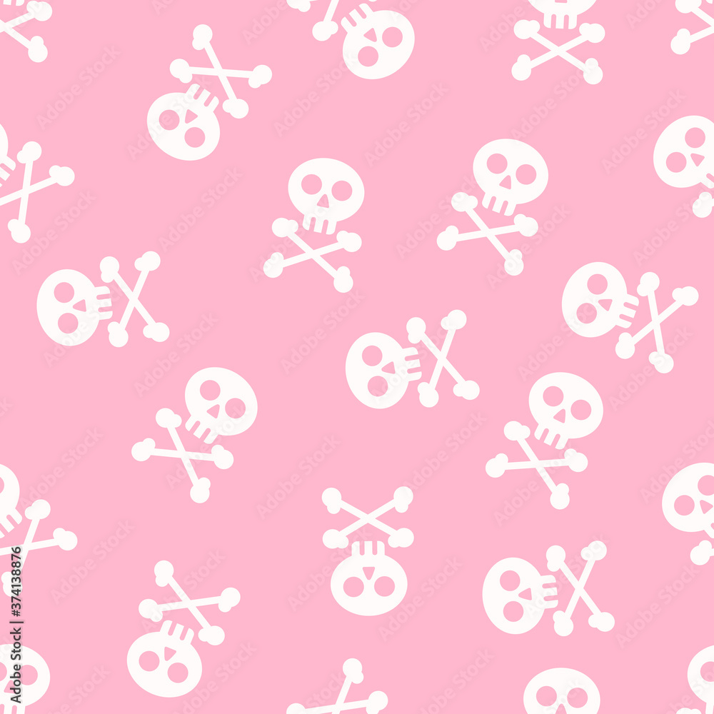 Vector Seamless Pattern of Skulls on Pink Background Vector Seamless Pattern of Skulls on Pink Background