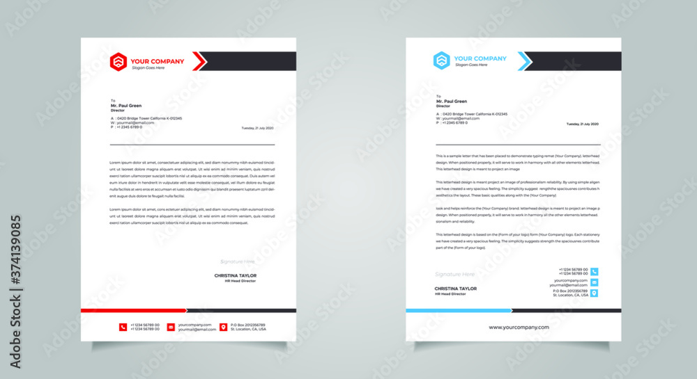 Business style letter head templates for your project design, Vector illustration - obrazy, fototapety, plakaty 