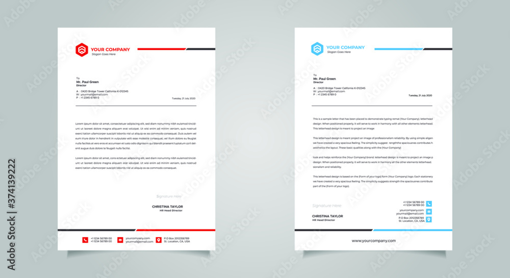 Business style letter head templates for your project design, Vector illustration Business style letter head templates for your project design, Vector illustration