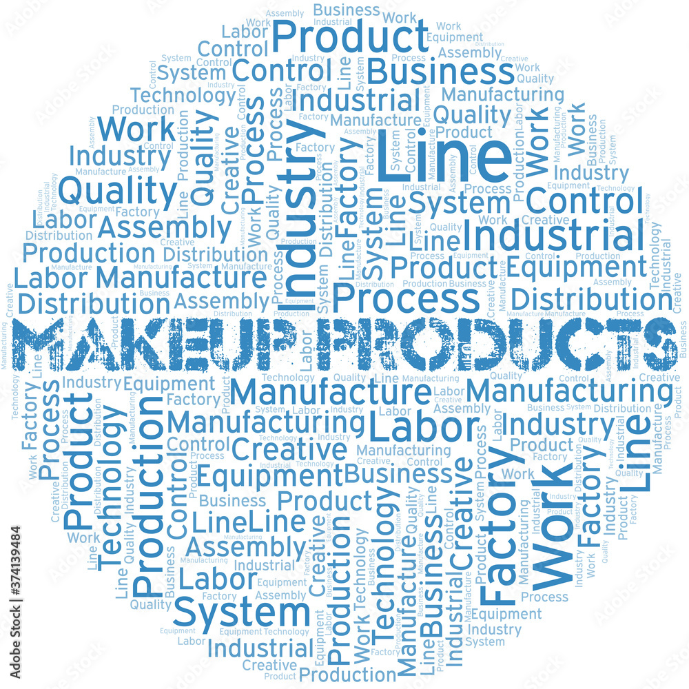Makeup Products word cloud create with text only. Makeup Products word cloud create with text only.