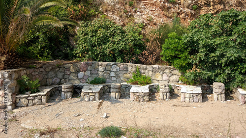 Stone benches in the Budva