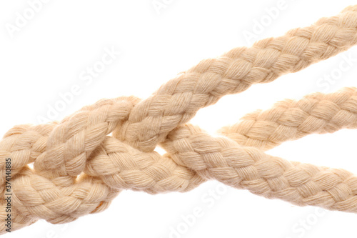Braided rope on white background