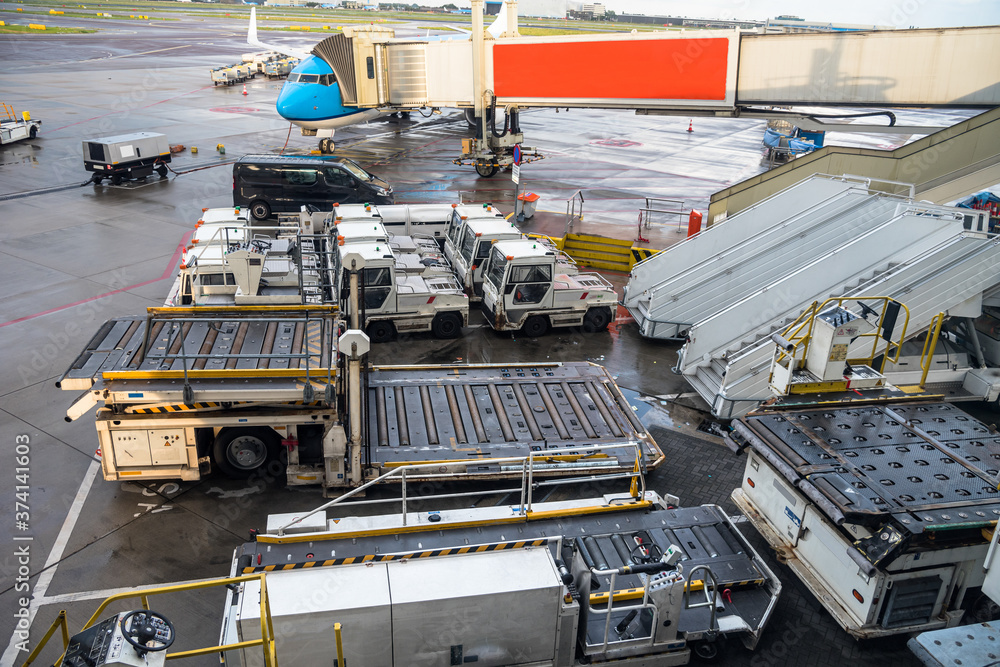 Luggage carts and other equipment for loading and unloading aircrafts ...