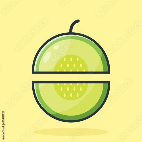 melon fruit icon illustration design halved