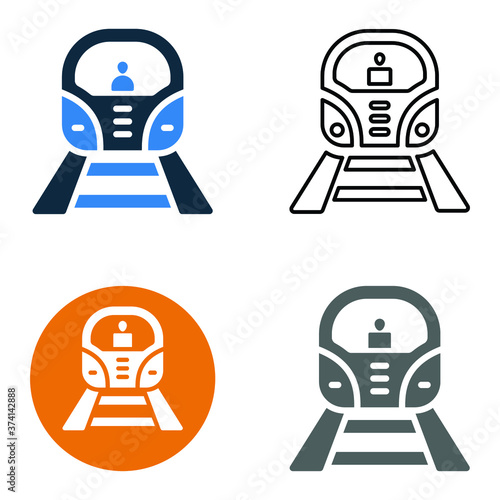 Train icon is on isolated white background