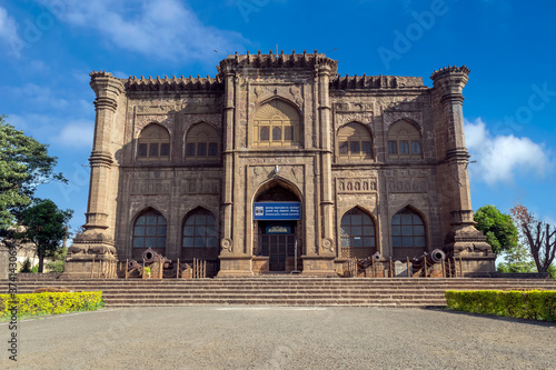 Entrance of Gol Gumbaz tomb of Adil Shah in Bijapur, Karnataka with nice clouds.