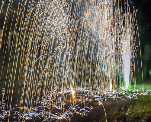 Canvas Print Slow shutter image of Deepavali fireworks in Maharashtra, India.