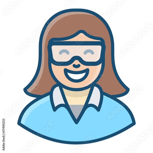 Flat vector design of young female scientist