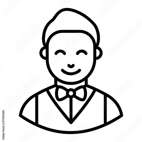 
Man in professional uniform, waiter line vector style 
