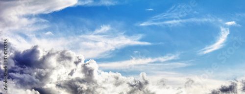 blue sky banner or background with clouds