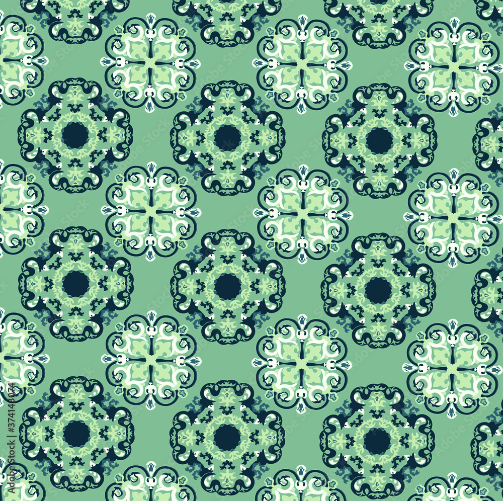 Dark blue and white patterns on the darksea green background Dark blue and white patterns on the darksea green background