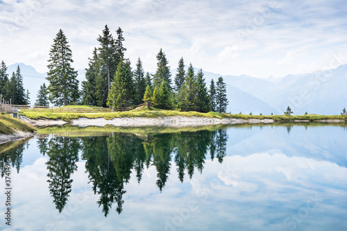 Mountain lake landscape view photo