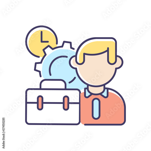Working conditions RGB color icon. Corporate recruitment, professional occupation. Business management. Executive manager, office worker isolated vector illustration