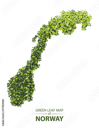 Green leaf map of norway vector illustration of a forest is concept