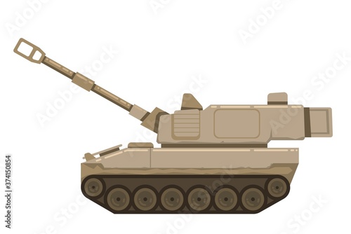 Self propelled artillery isolated with road fragment