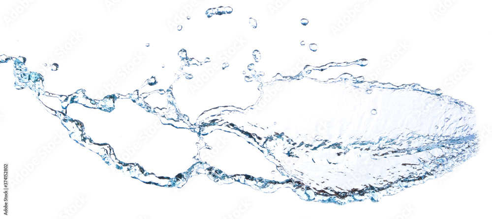 Blue water splash Beautiful splashing clean water Isolated on white background
