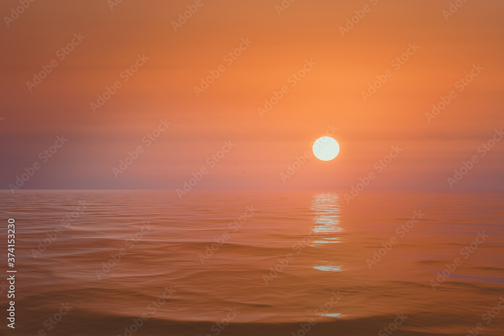 Bright sunset on the sea background sea