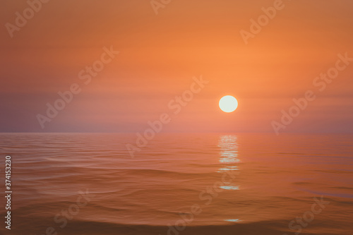 Fototapeta Naklejka Na Ścianę i Meble -  Bright sunset on the sea background sea