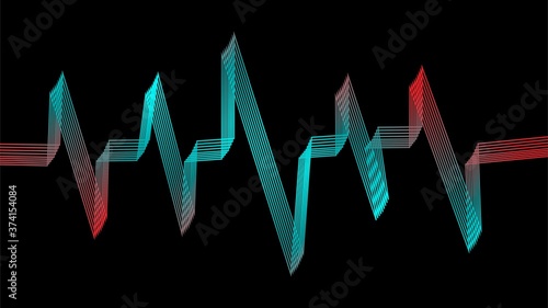 Abstract wave lines pattern dynamic colorful light flowing isolated on black background. Vector illustration design element in concept of music, party, technology, modern.