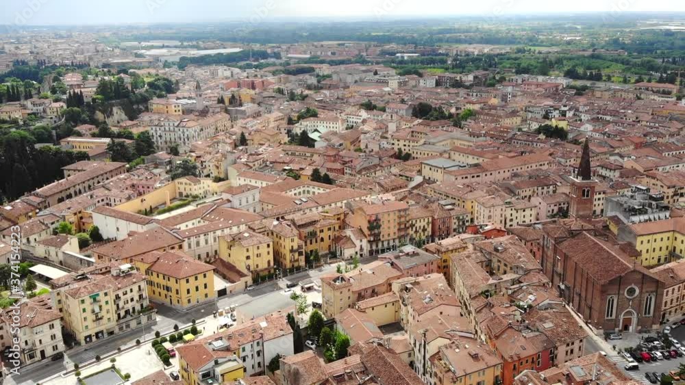 Aerial View Of Building And Streets Of Verona City, Italy Aerial View Of Building And Streets Of Verona City, Italy