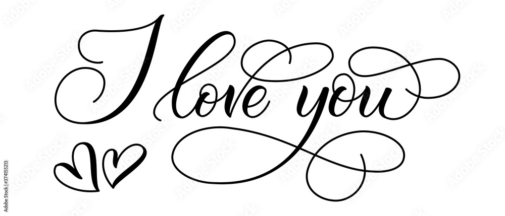 Handwritten modern brush calligraphy I Love You on white background for Valentines day card. Vector illustration. Handwritten modern brush calligraphy I Love You on white background for Valentines day card. Vector illustration.