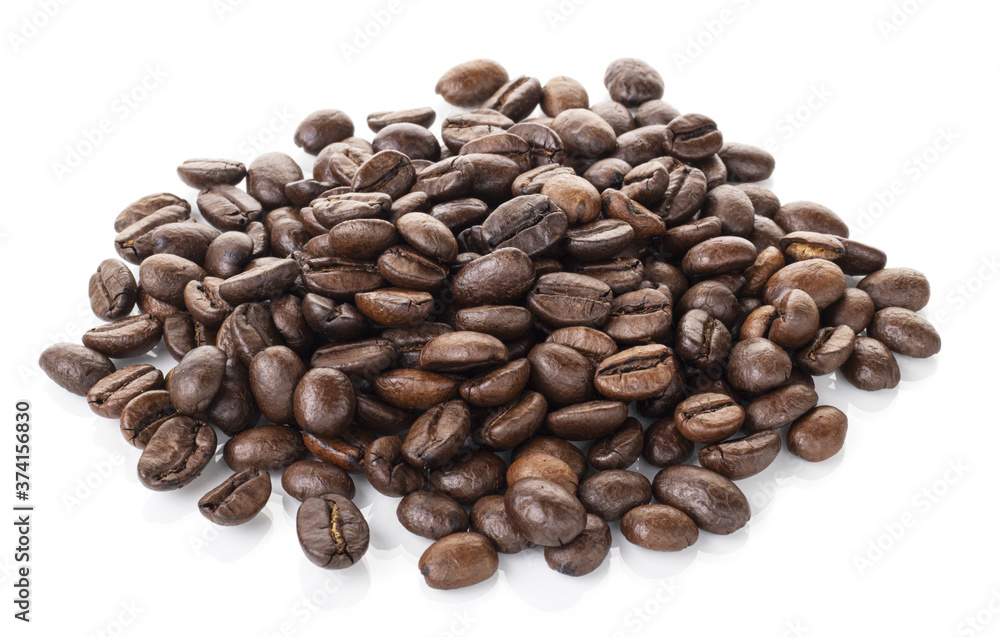 roasted coffee beans isolated on a white background roasted coffee beans isolated on a white background