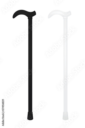 Black and white walking sticks. vector illustration