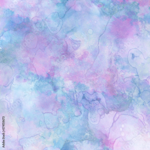 Pastel color background. Watercolor on paper. Irregular stains pattern. 