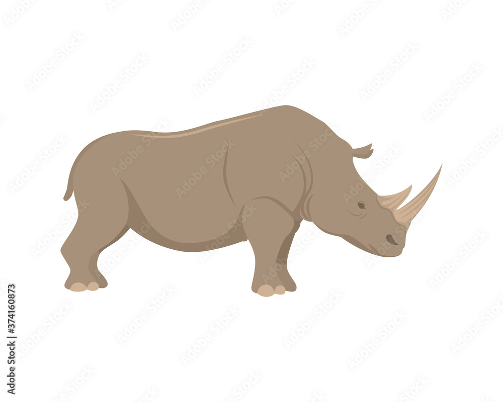 Detailed Rhinoceros with Standing Gesture Illustration