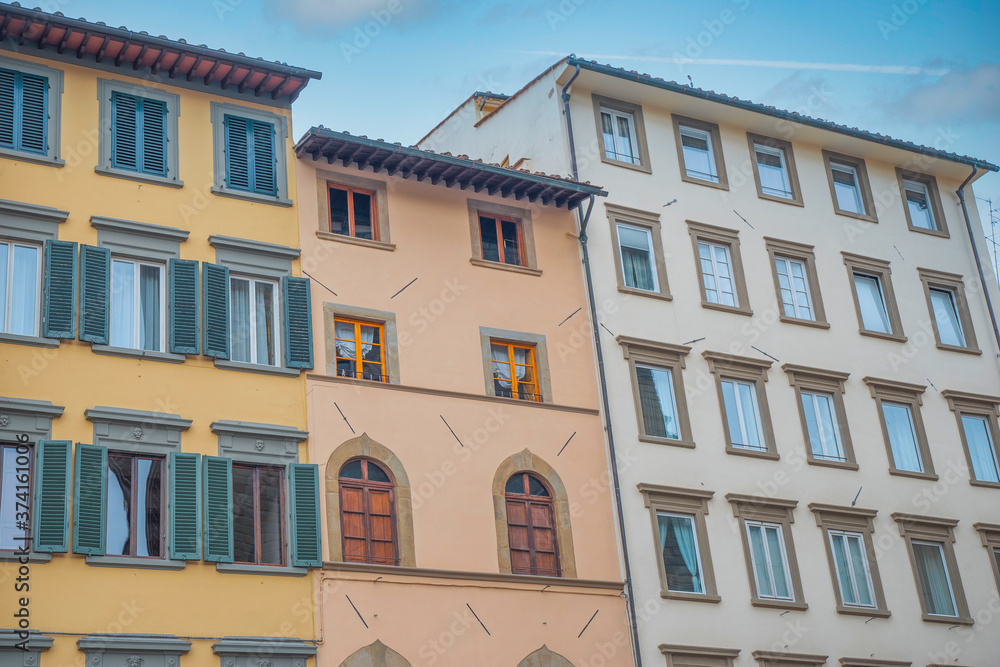 Naklejka premium colored houses in the historic center of Rome.