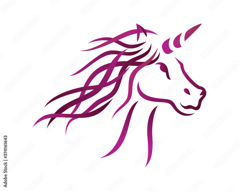 Unicorn Illustration with Silhouette Style Unicorn Illustration with Silhouette Style