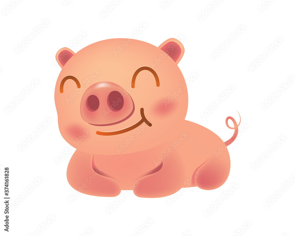 Cute and Sweet Pig with Cartoon Style Cute and Sweet Pig with Cartoon Style