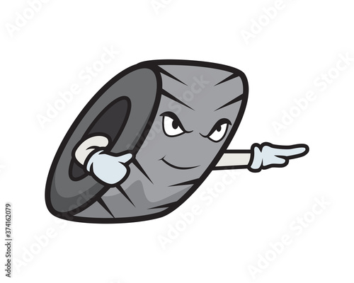 Tire Cartoon with Recommending Gesture Illustration