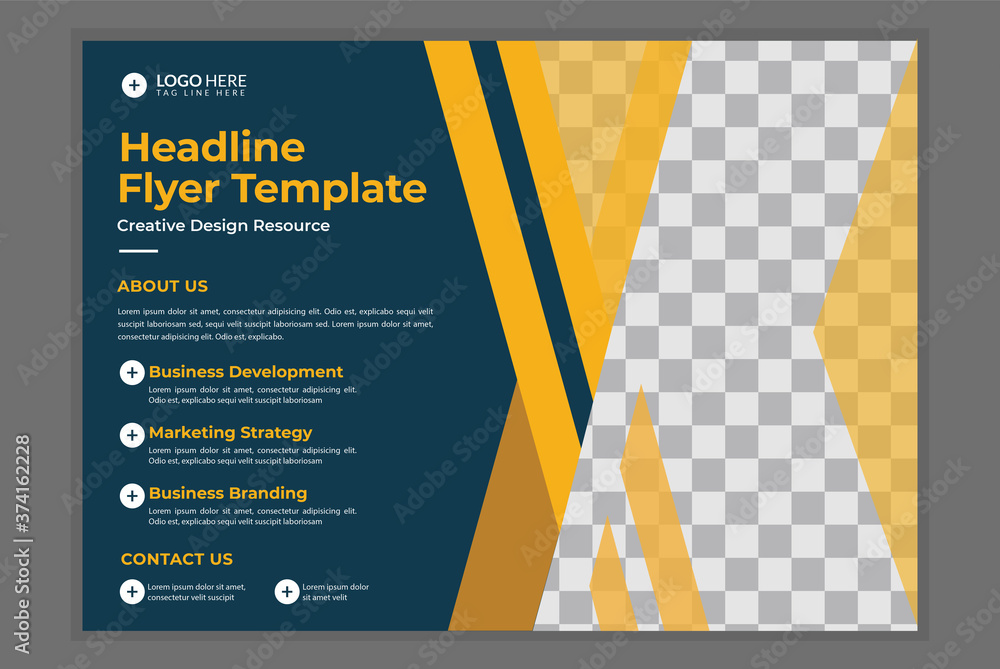 Corporate business A3 flyer template geometric shapes Flyer brochure