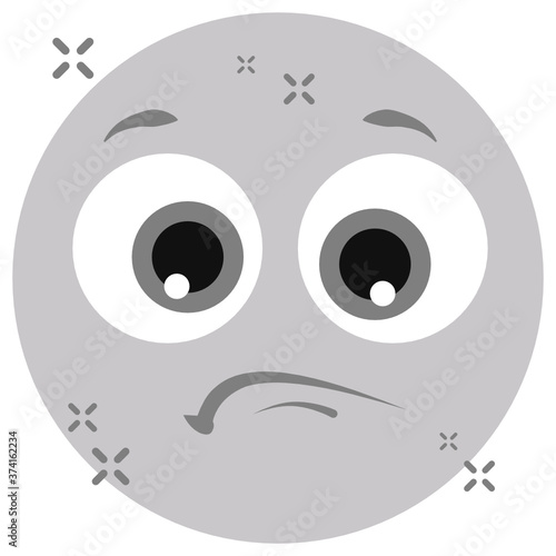
Cute facial expression in flat style, disappointed emoji 

