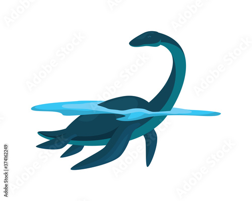 Detailed Swimming Loch Ness Illustration