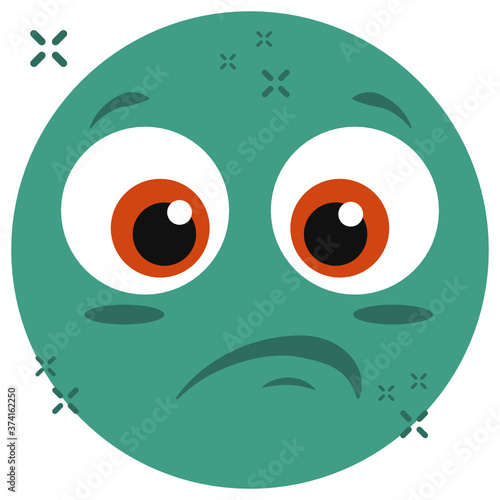 
Cute facial expression in flat style, disappointed emoticon 
