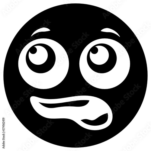 
A solid vector design of astonished emoticon in solid style 
